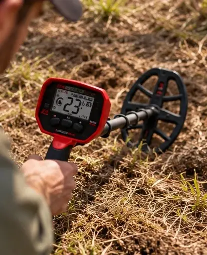 Metal detector giving a repeatable signal over one point